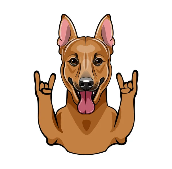 Shepherd Dog com chifres gesto. Um gesto de rock. Ilustração vetorial . — Vetor de Stock