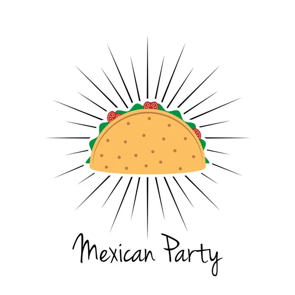 Ilustración vectorial de tacos en estilo plano. Taco comida mexicana . — Archivo Imágenes Vectoriales