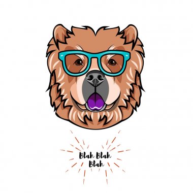 Chow chow köpek akıllı gözlük. Köpek geek. Vektör çizim.