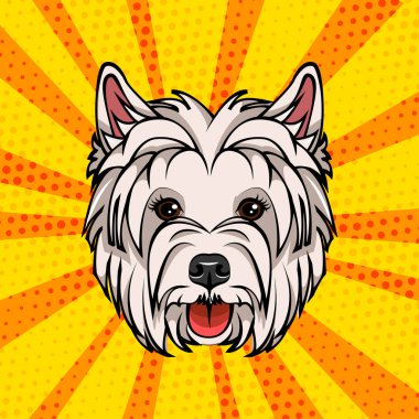 Batı Highland Terrier kafa. Köpek portre. Vektör çizim.
