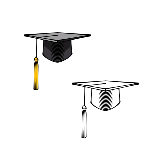 Gorra de graduación o sombrero. Juego de gorras académicas. Tapa de graduación. Ilustración vectorial . — Archivo Imágenes Vectoriales