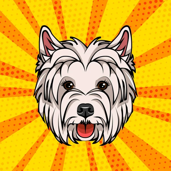 West Highland Terrier Head. Hundeporträt. Vektorillustration. — Stockvektor