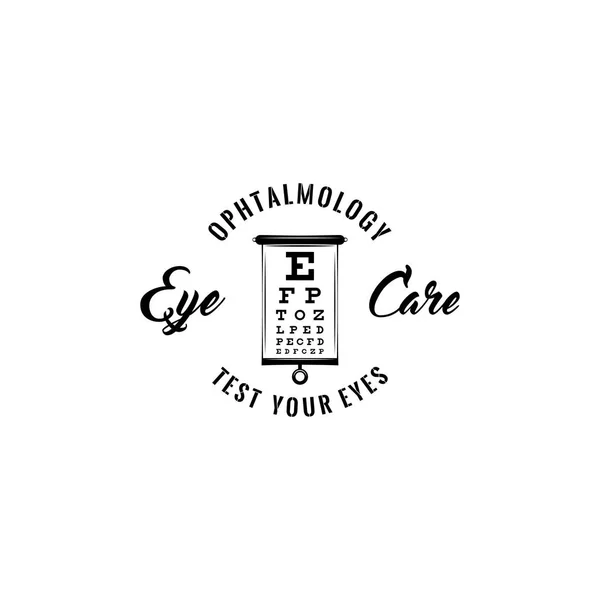Junta para comprobar la vista. Cuidado de los ojos, Pruebe sus ojos e inscripciones oftalmológicas. Archivo vectorial . — Archivo Imágenes Vectoriales