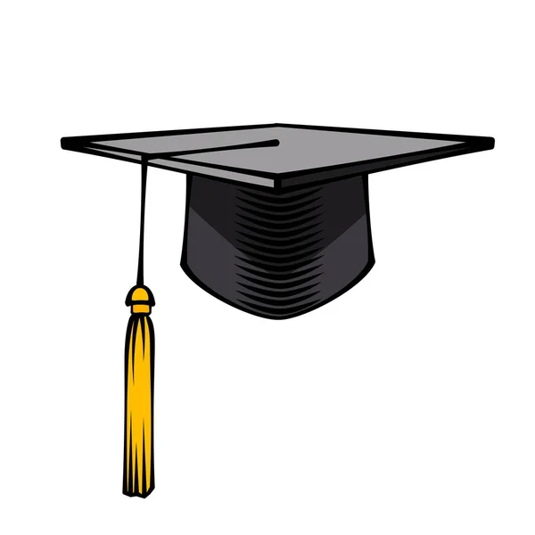 Berretto da laurea, cappello. Simbolo educativo. Elemento di design. Illustrazione vettoriale . — Vettoriale Stock