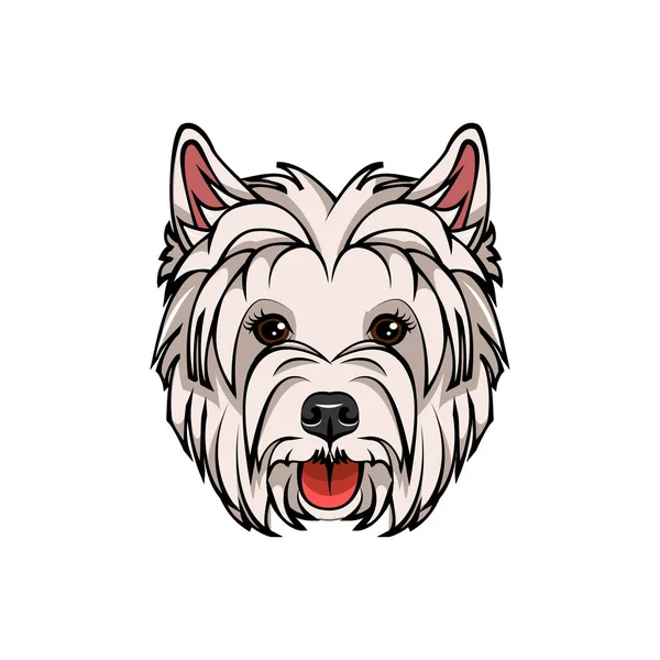 Batı dağlık beyaz korkunç portre. Köpek doğurmak. Vektör çizim.