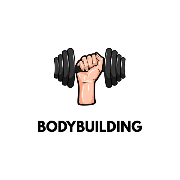 Dumbbell. Hand holding weight. Bodybuilding inscription — Stock Vector