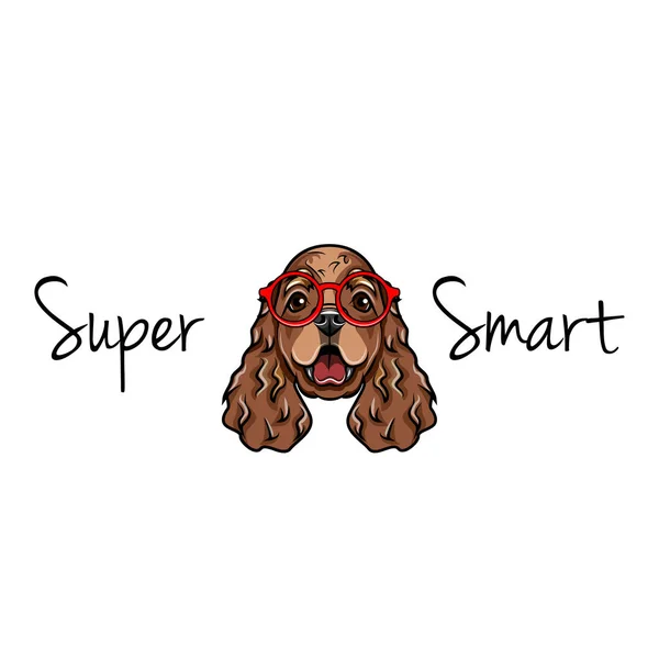 Cocker Spaniel en lunettes intelligentes. Un geek de chien. Race de chien. Illustration vectorielle . — Image vectorielle