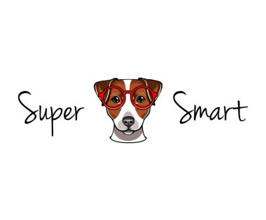 Jack Russell Terrier akıllı gözlük. Köpek geek. Vektör çizim.