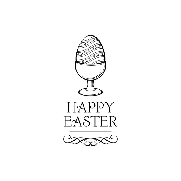 Påsk ägg hållare med Glad påsk inskription. Vektorillustration. — Stock vektor