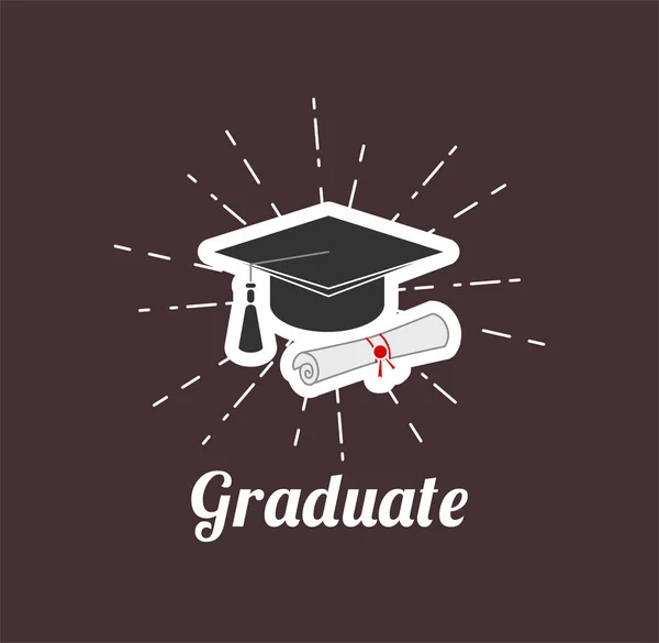 Tapa de graduación y diploma. ilustración vectorial. — Archivo Imágenes Vectoriales