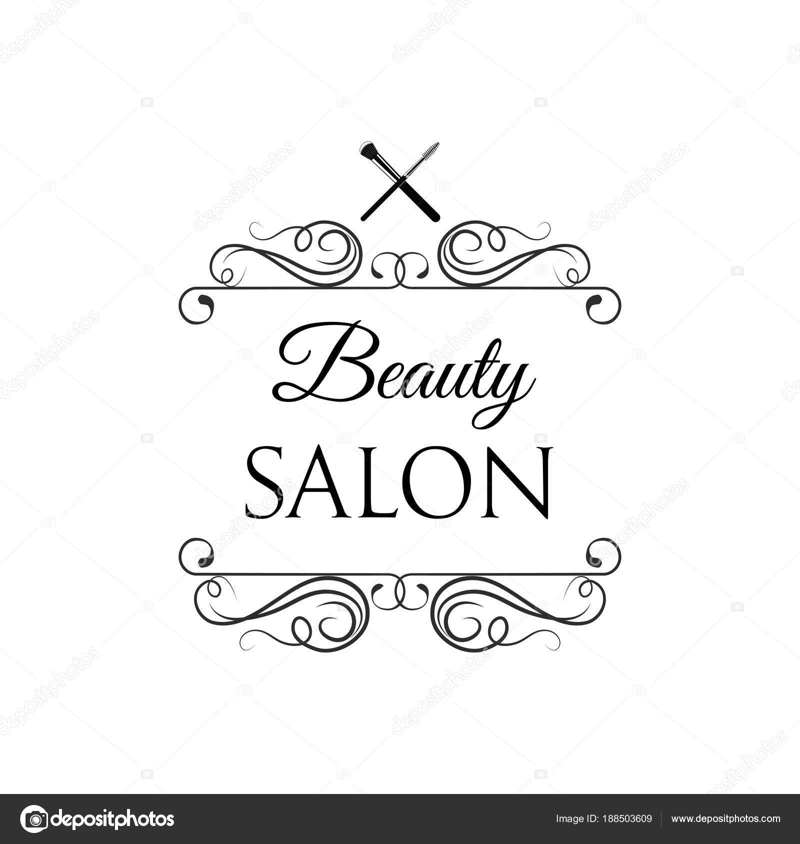 Makeup Brushes Beauty Salon Logo Beauty Salon Swirls Vector
