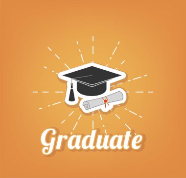 Şapka eğitim ve diploma. Lisansüstü kapağı, şapka. Vektör çizim.
