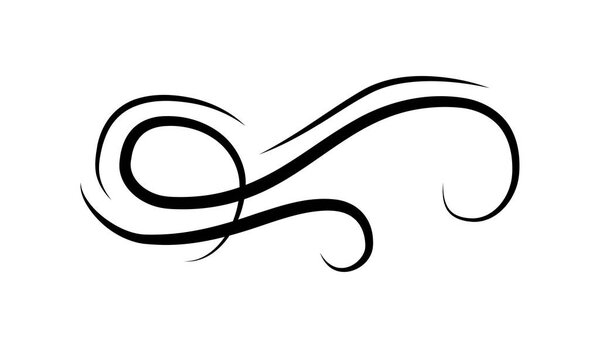 Swirly line. Ornament design, hand drawn element decoration. Vector.