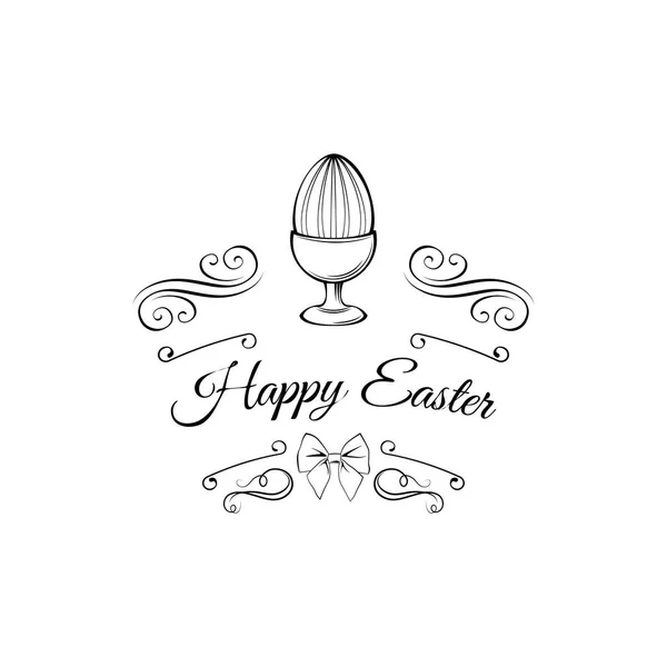 Tarjeta de felicitación del día de Pascua con soporte de huevo. Copa de huevo con decoración. Ilustración vectorial . — Vector de stock