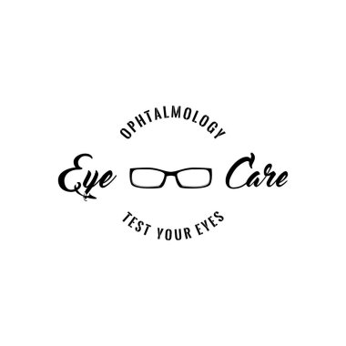 Gözlük gözlük simgesi. Göz bakımı yazıt. Oftalmoloji rozeti. Vektör.
