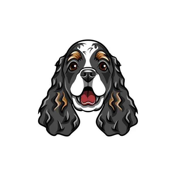 Cocker Spaniel. Race de chien. Museau de chien, visage, tête. Vecteur . — Image vectorielle