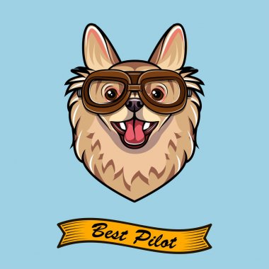 Chihuahua köpek Pilot. Köpek doğurmak. Pilot s gözlük. Vektör.