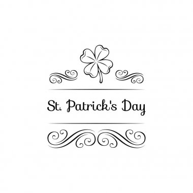 Şanslı dört yapraklı İrlanda yonca St. Patrick s gün süslemeleri ile için. Vektör.