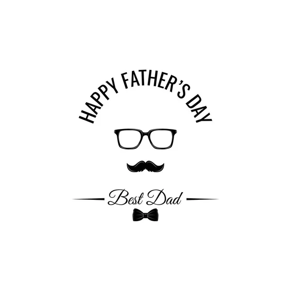 Fathers Day. Snor, bril en strikje. Beste papa tekst. Wenskaart. Vector. — Stockvector