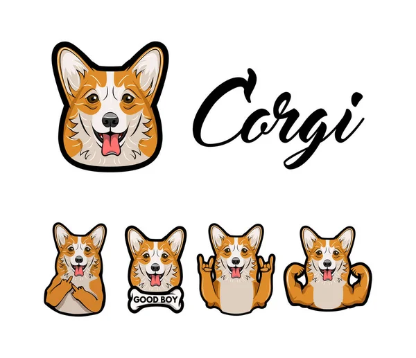 Corgi. Orta parmak, kemik, boynuz, rock jest, kasları. Vektör.