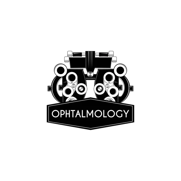 Augenuntersuchungsmaschine. optisches Medizinprodukt. Augenscheinmaschine. Augenheilkunde. Vektor. — Stockvektor