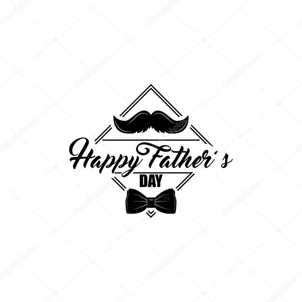 Mustache and bow tie. Fathers Day greeting card design. Vector illustration