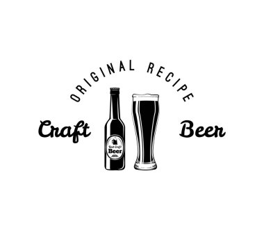 Zanaat bira şişe cam. Alkollü içecek. Alkol içki. Bar Bar tasarım. Vektör.