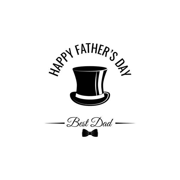 Happy Fathers Day. Hoge hoed, strikje. Beste papa inscriptie. Wenskaart. Vector. — Stockvector