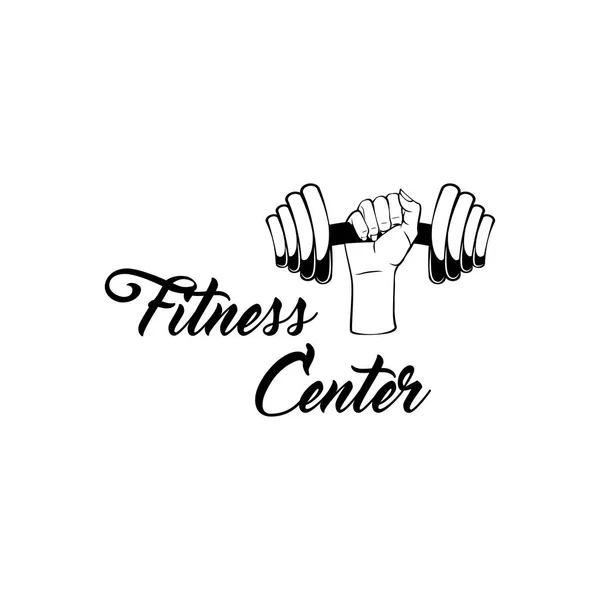 Kézi súlyzó. fitness center logo címke. Sport szimbólum. Vektor — Stock Vector