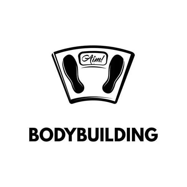 Το πάτωμα του μπάνιου κλίμακες εικονίδιο. Bodybuilding διακριτικό λογότυπο ετικέτα ΚΟΛ. Διάνυσμα. — Διανυσματικό Αρχείο