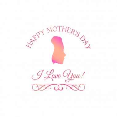 Kadın yüz siluet. Anneler günü tasarım. Yot yazıt seviyorum. Vektör.