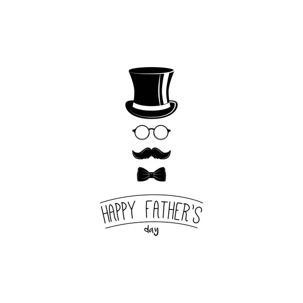 父亲节。顶帽子, 领结, 眼镜, 胡子。矢量贺卡设计 — 图库矢量图片