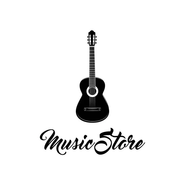 Guitar icon. Music store shop logo label. Musical instrument. Vector. — Stock Vector