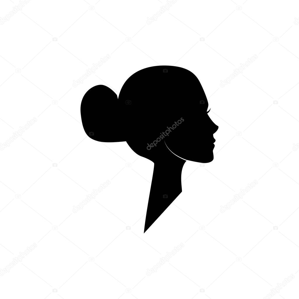 Womans face silhouette. Girl. Female look. Desing element Vector illustration