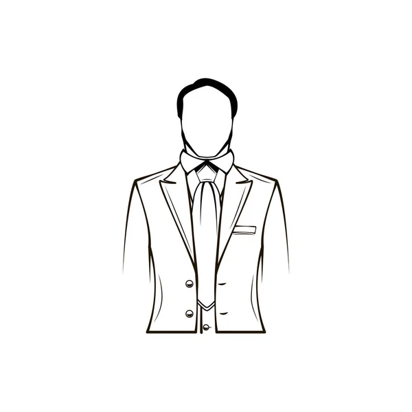 Silueta de hombre. Novio. Caballeros. Chaqueta para hombre. Traje de novia, esmoquin. Traje, Traje. Ilustración vectorial — Archivo Imágenes Vectoriales