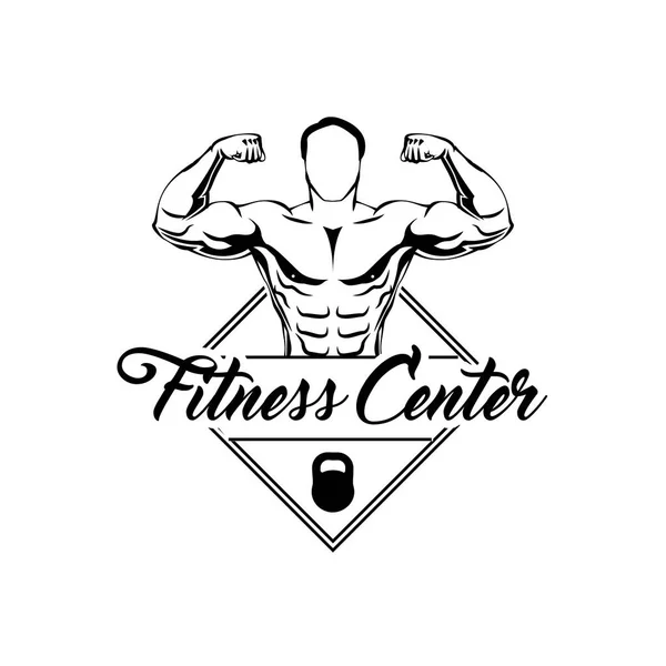 Fitness club center logotyp. Bodybuilder. Atletisk man. Sportsman. Vektor. — Stock vektor