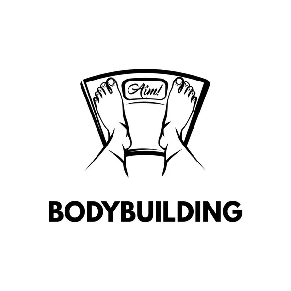 Weegschalen. Voeten. Bodybuilding belettering. Vectorillustratie — Stockvector