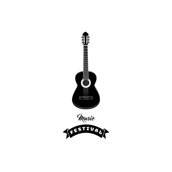 Guitar icon. Music festival logo emblem label. Musical instrument. Vector. — Stock Vector