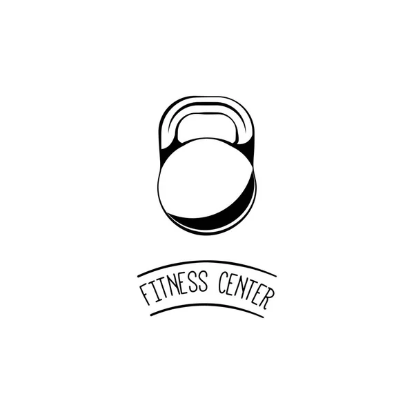Gewichtszeichensymbol, Kettlebell. Fitness Center Logo Etikett Emblem. Sportabzeichen. Vektor. — Stockvektor