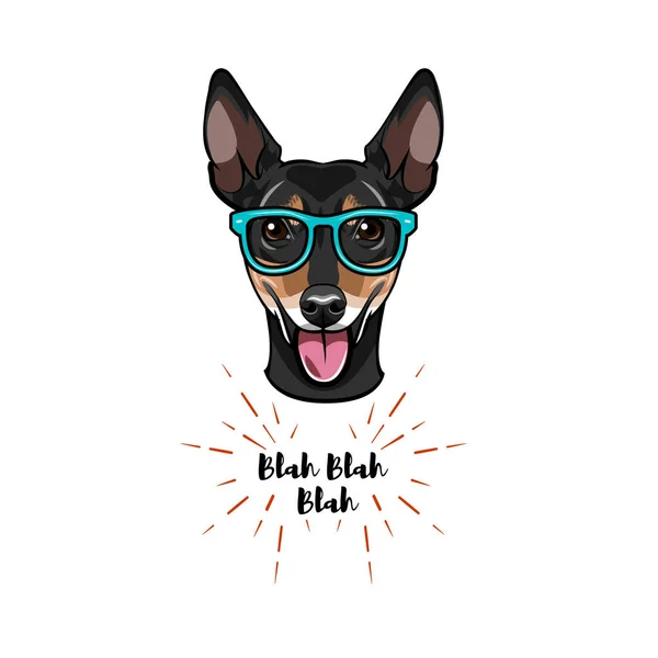 Ruský toy teriér geek. Chytré brýle. Chytrý pes. Vektor. — Stockový vektor