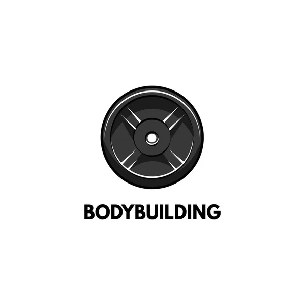 Het pictogram van de schijf van het barbell. Bodybuilding logo label. Sport opleiding, Fitness. Gewicht van de schijf. Vector. — Stockvector