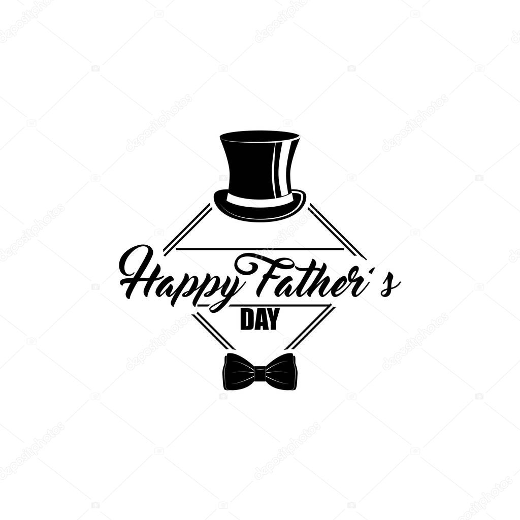 Holiday Fathers day card. Top hat, Bow tie. Happy Fathers day greeting card. Dad greeting. Vector.
