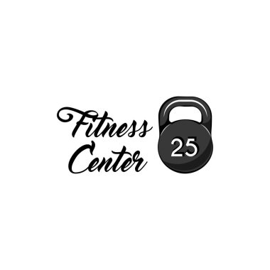 Kettlebell simgesi. Fitness Merkezi amblemi logosu etiket. Spor donatımı. Vektör.