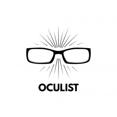 Gözlük simgesi. Düşünülmeli logo etiket. Gözlük. Optik tıbbi rozeti. Vektör.