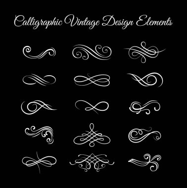 Dekoratif çiçek bukleler, küme swirls. Vintage tasarım öğeleri. Süslü bölücüler işlemeciliği, süslemeleri sayfa. Vektör.