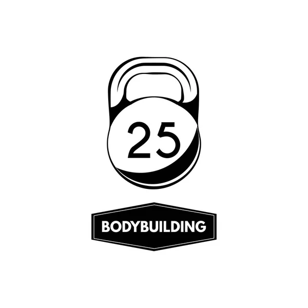 Kettlebell pictogram. Bodybuilding badge. Sportuitrusting. Fitness embleem. Vector. — Stockvector