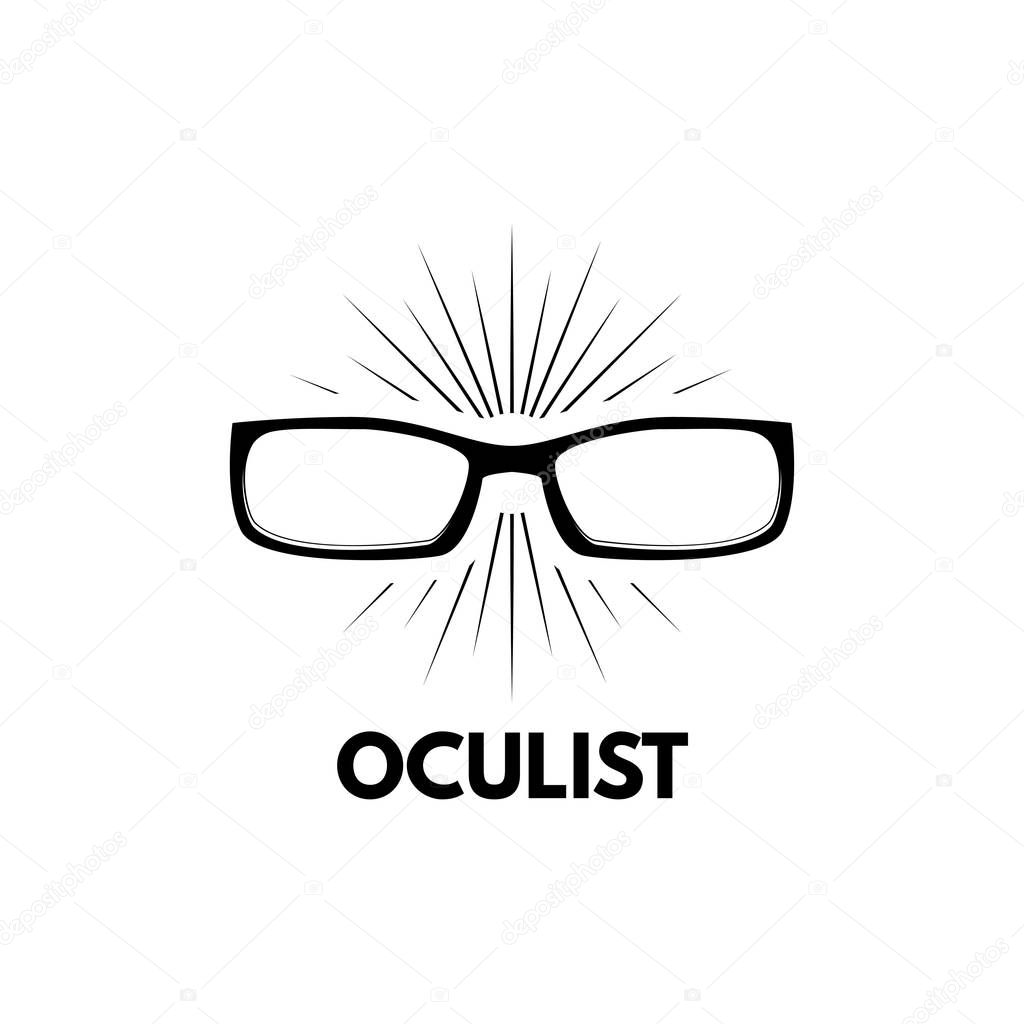 Glasses icon. Oculist logo label. Eyeglasses. Optical medical badge. Vector illustration