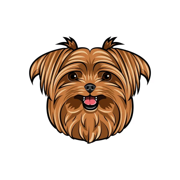 Σκυλί Yorkshire terrier. Χαμογελώντας χαριτωμένο σκυλί. Ράτσα σκύλου. Γιορκσαιρ Τεριε πορτρέτο. Διάνυσμα. — Διανυσματικό Αρχείο