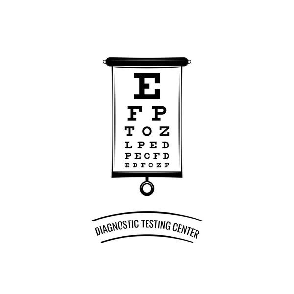 Göze ait tablo. Görsel muayene. Tanılama sınama Merkezi. Göz simgesi. Vektör. — Stok Vektör
