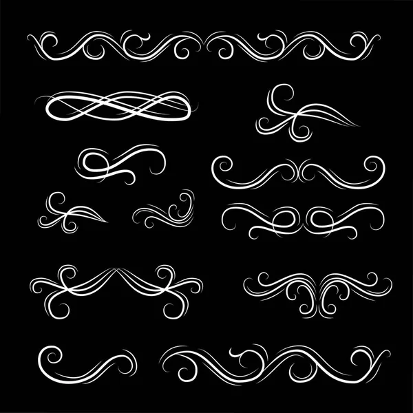 Desplazar filigrana eleentes. Espiral, movimiento de remolino. Adorno florecido, Decoración de página, Elemento rizo, Diseño de boda, Tarjeta de Navidad. Vector . — Archivo Imágenes Vectoriales